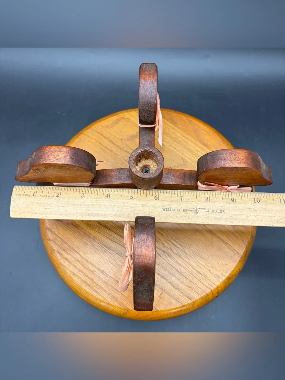 Vintage Wooden Duck Goose Farmhouse Candle Stick Holder Décor Ribbon Cottagecore